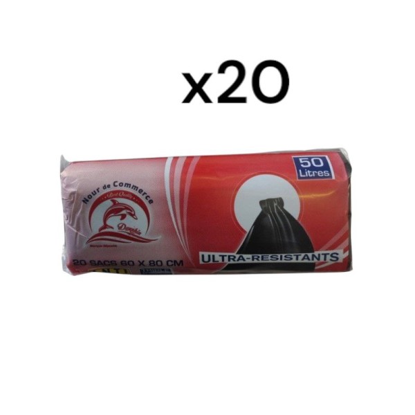 20 Sacs poubelle 50L Noir ( lot de 20* 20sacs )