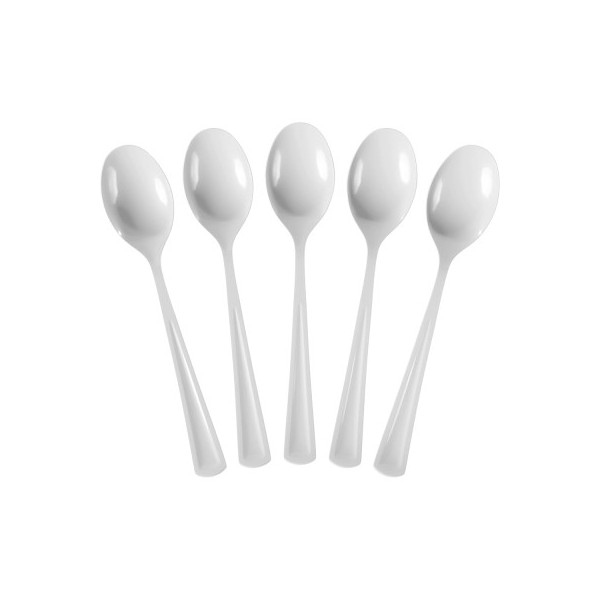 Cuillère Blanc en Plastique MDS - 50PCS